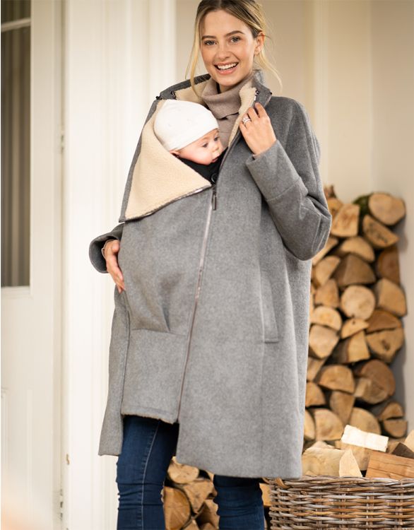Image for 6 in 1 Grey Maternity Coat with Fleece Gilet