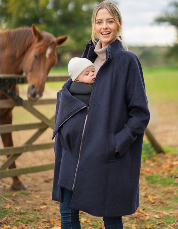 Image for 6 in 1 Navy Maternity Coat with Fleece Gilet
