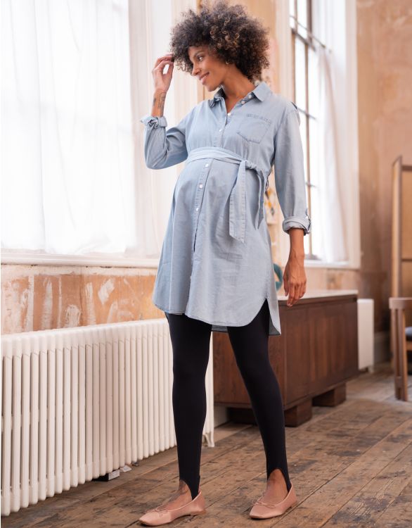 Image for Cotton Chambray Belted Maternity Tunic