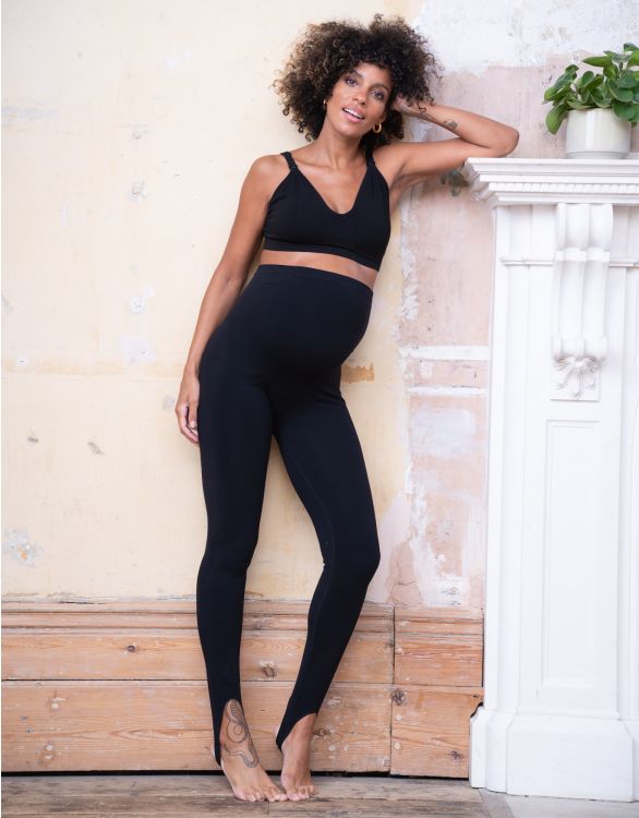 Nahtlose Leggings für die Schwangerschaft - schwarz, Umstandsmode