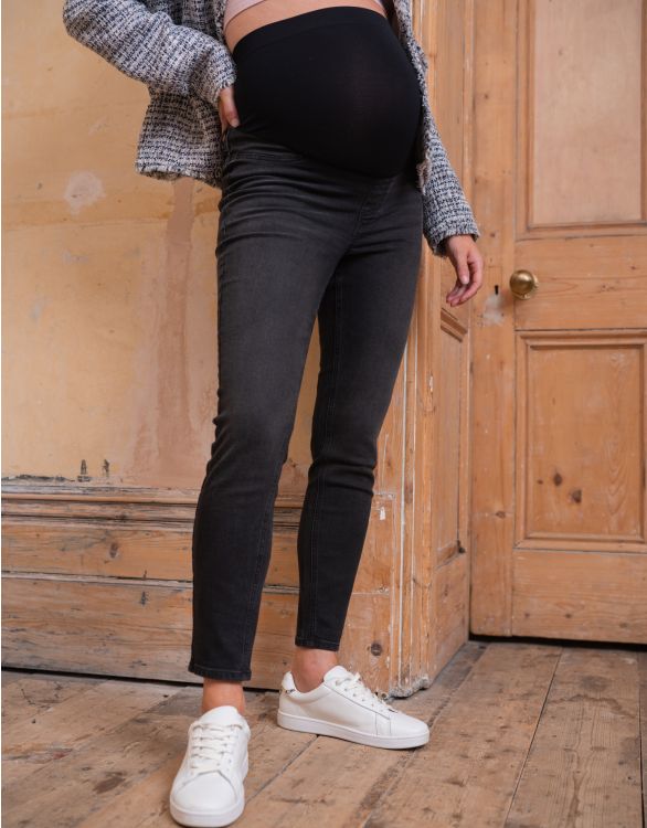 Image pour Jean de maternité noir en coton organique, en filiforme