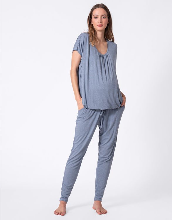 Image for Ultra-Soft Blue Maternity & Nursing Loungewear Set
