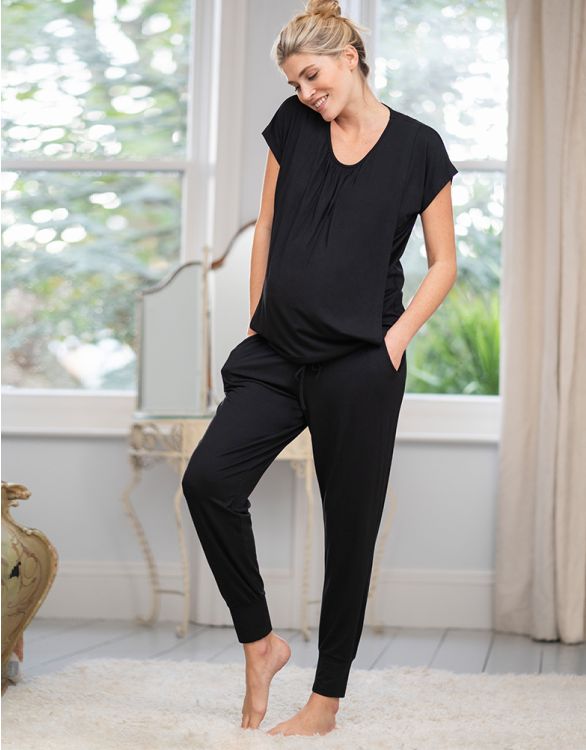Image for Ultra-Soft Black Maternity & Nursing Loungewear Set
