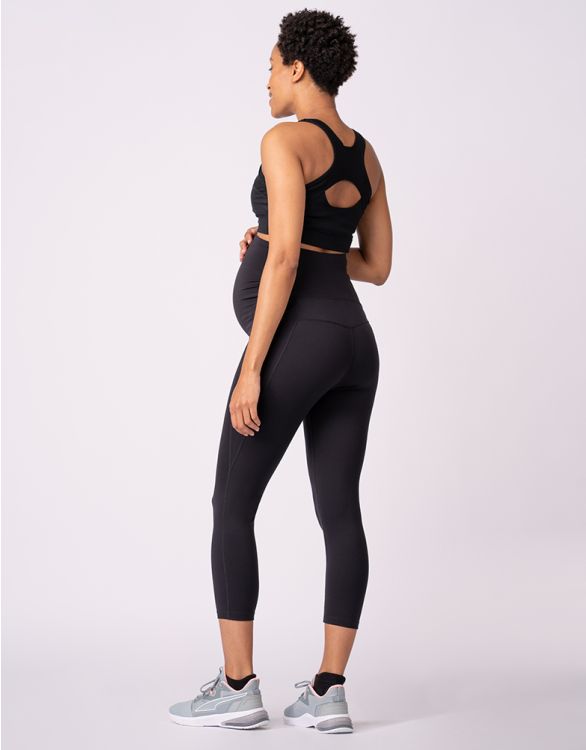 Seraphine Katana 3/4 Length Maternity Gym & Activewear Leggings, Black