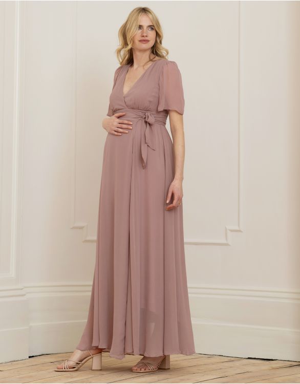 Image for Mauve Maxi Maternity & Nursing Wrap Dress