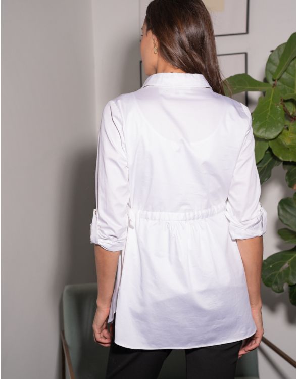 White Cotton Maternity & Nursing Shirt