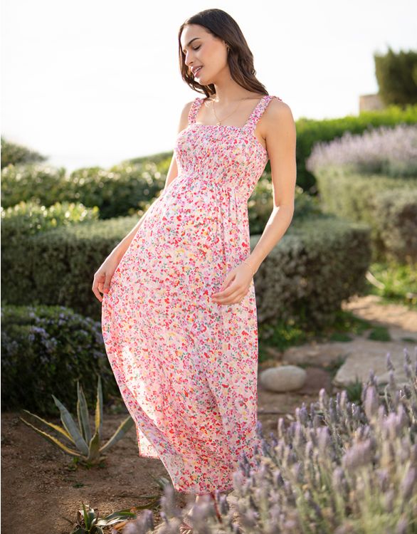 Image for Pink Floral Maternity Maxi Dress 