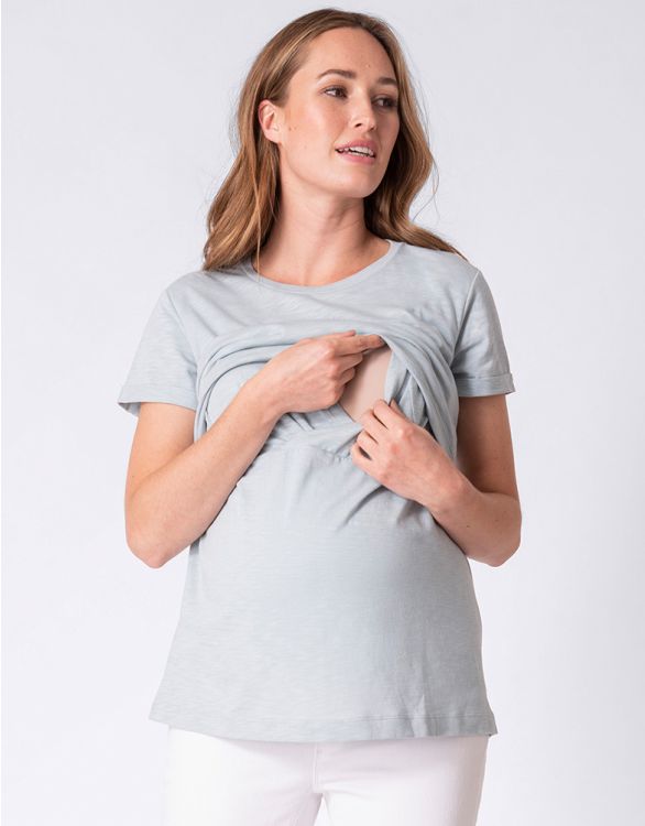Cotton Maternity & Nursing T-Shirt - Sage