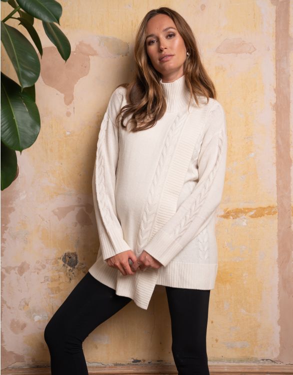 Image pour Pull de grossesse et allaitement en coton mérinos drapé