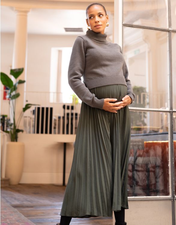 afbeelding voor Khaki 2-in-1-jurk voor zwangerschap en borstvoeding