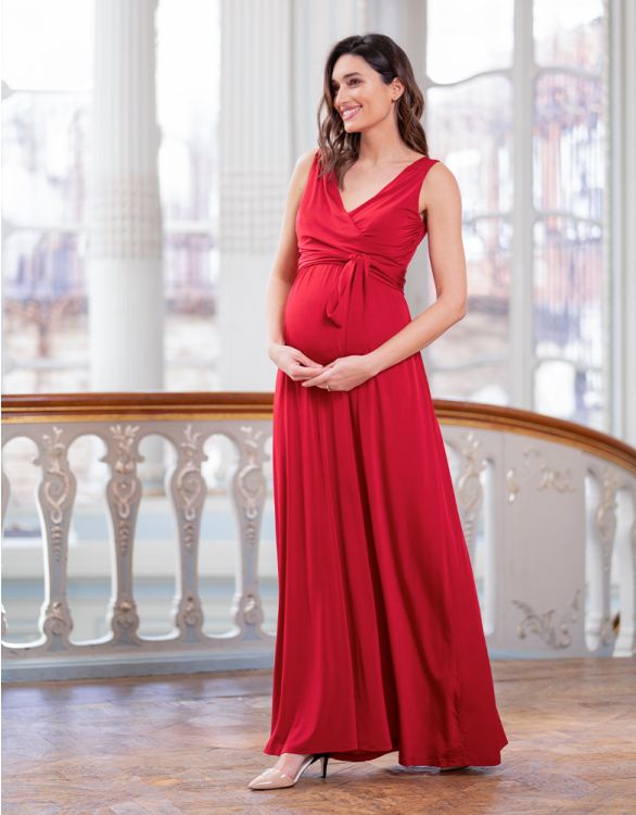 Image pour Robe de soirée maternité et allaitement - Rouge