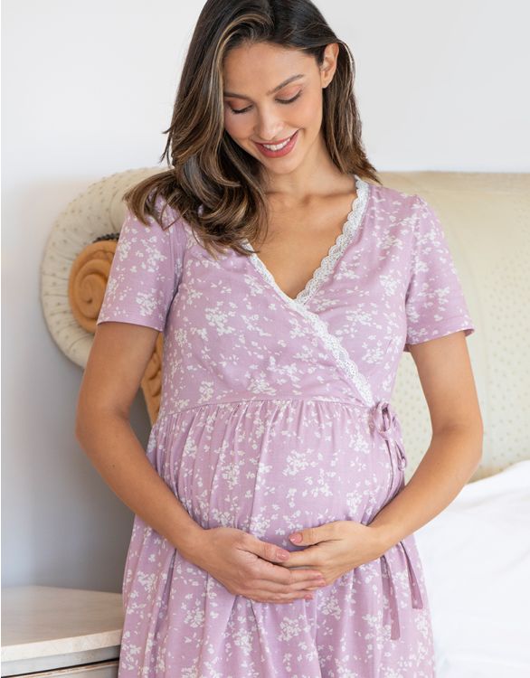 Maternity Robe Nightgown Pregnant Women Nursing Nightwear Lace Sleepwe –  LAVENDER & BLUES