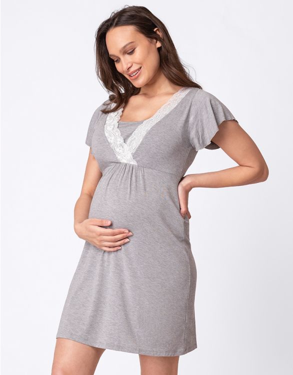 Image pour Chemise de nuit grossesse et allaitement - Gris clair