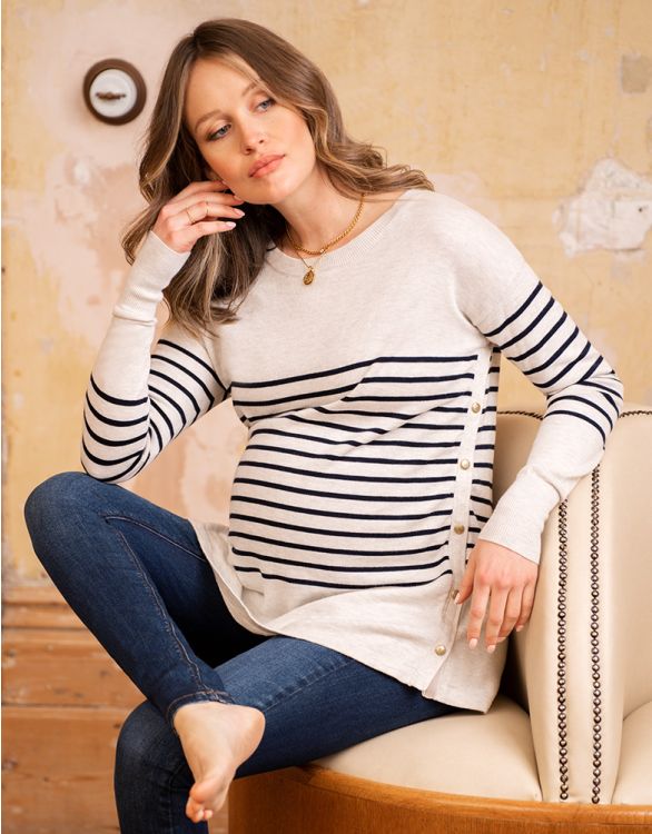 Image for Breton Cotton Blend Maternity & Nursing Sweater