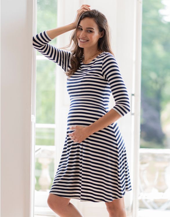 Image for Striped Maternity & Nursing Dress 