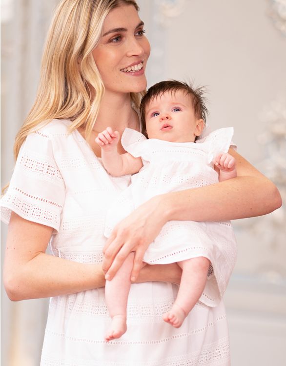 Image pour Mama & Mini - Robe bébé en coton blanc Broderie anglaise
