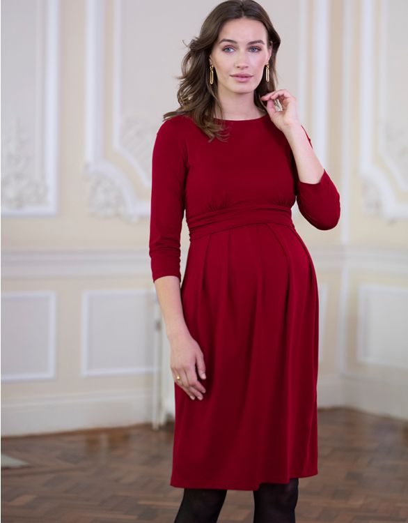 Image for Claret Red Maternity & Nursing Dress