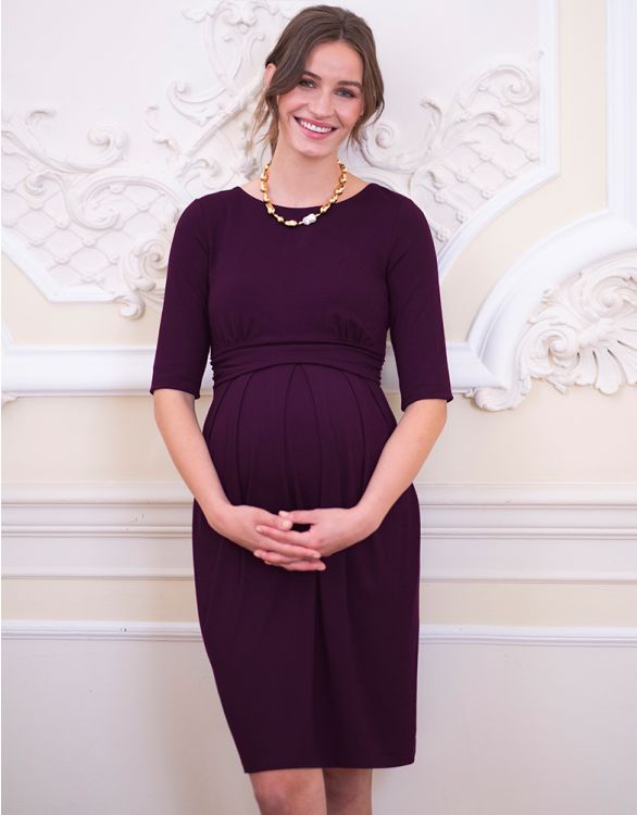 Image for Maternity & Nursing Short Sleeve Dress - Burgundy