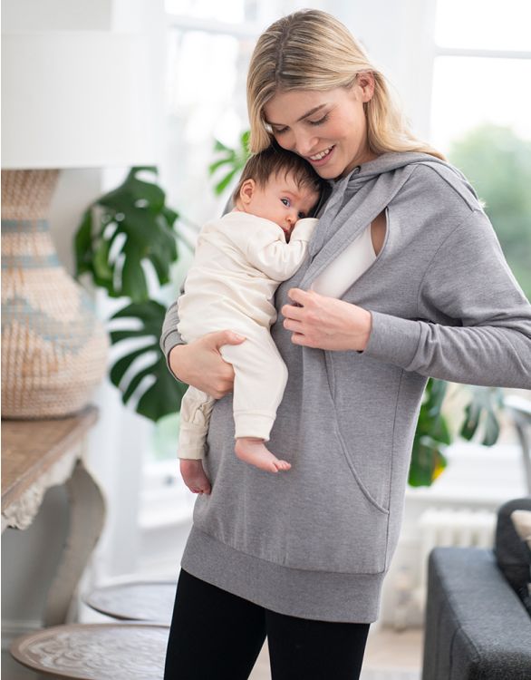 Image for Grey Maternity & Nursing Pullover
