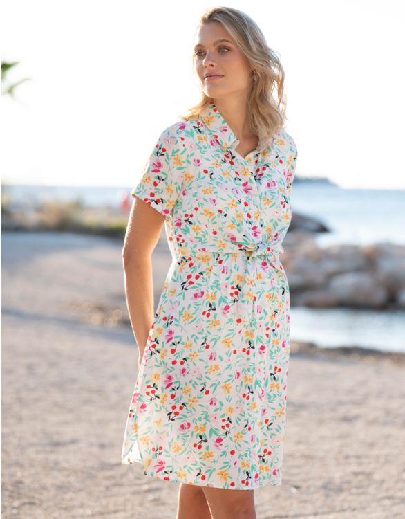 Image for Bright Florals Maternity to breastfeeding Shirt Dress