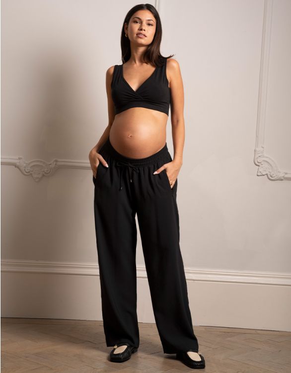 afbeelding voor Zwarte zwangerschapsbroek met wijde pijpen
