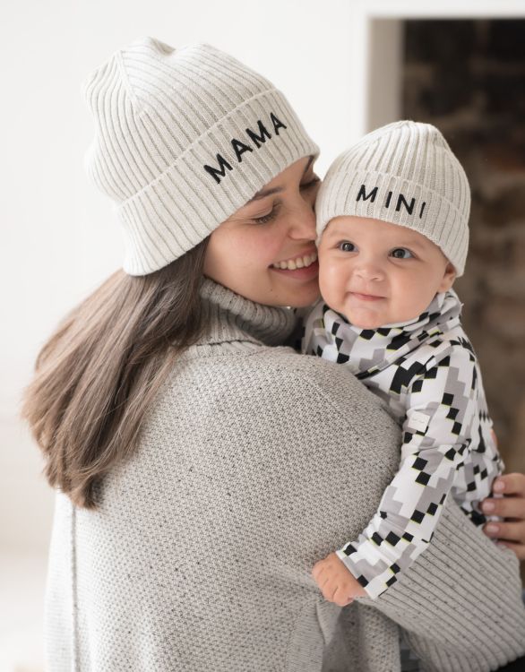 Image for Grey Cotton Mama & Mini Knitted Beanies