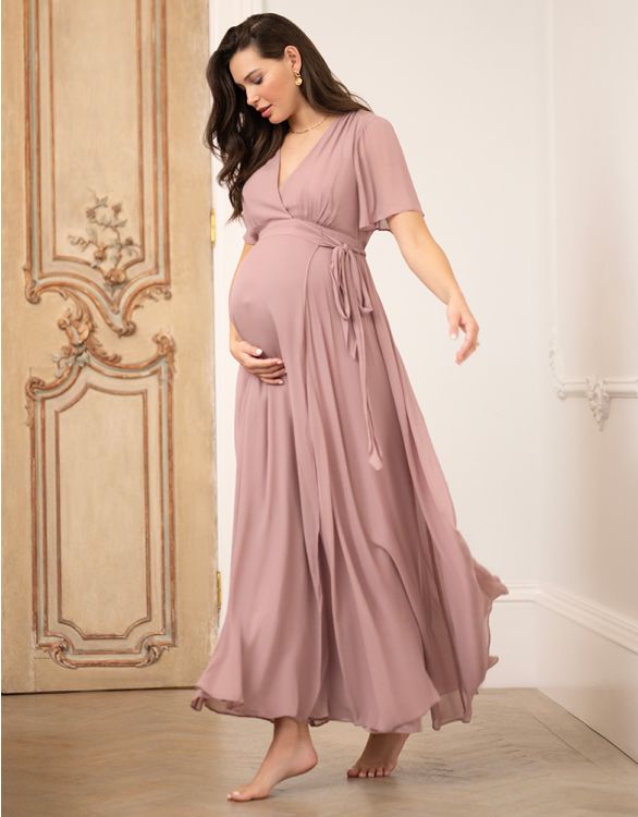 Image for Mauve Maxi Maternity & Nursing Wrap Dress
