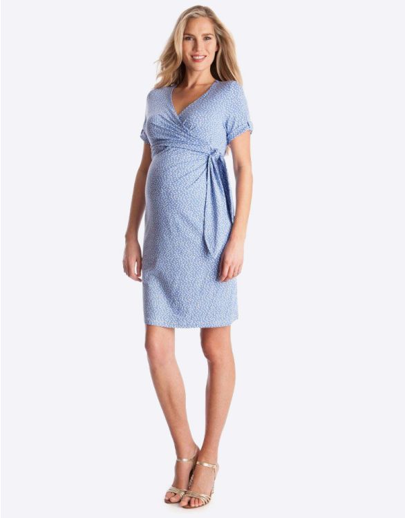 Baby Blue Polka Dot Maternity Dress | Seraphine