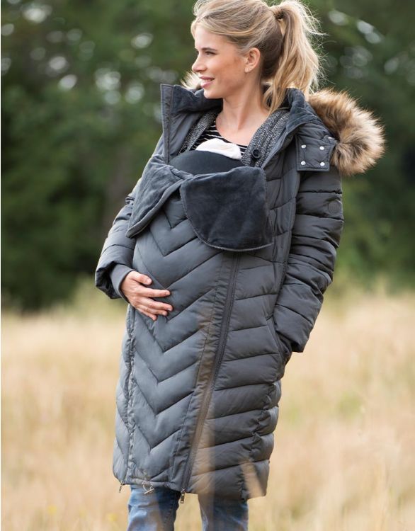 Image for Long Slate 3 in 1 Maternity Puffer Jacket