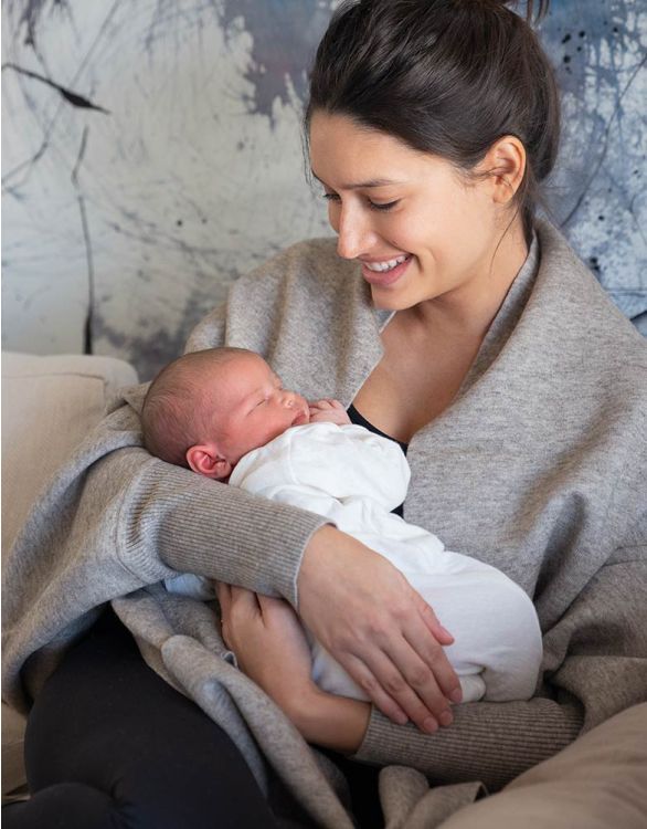 Image pour Châle maternité et allaitement Luxe bicolore - Gris/Sable 