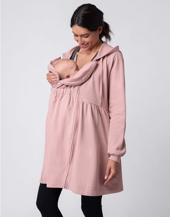 Image pour Robe à capuche 3 en 1 de grossesse et portage - Rose foncé