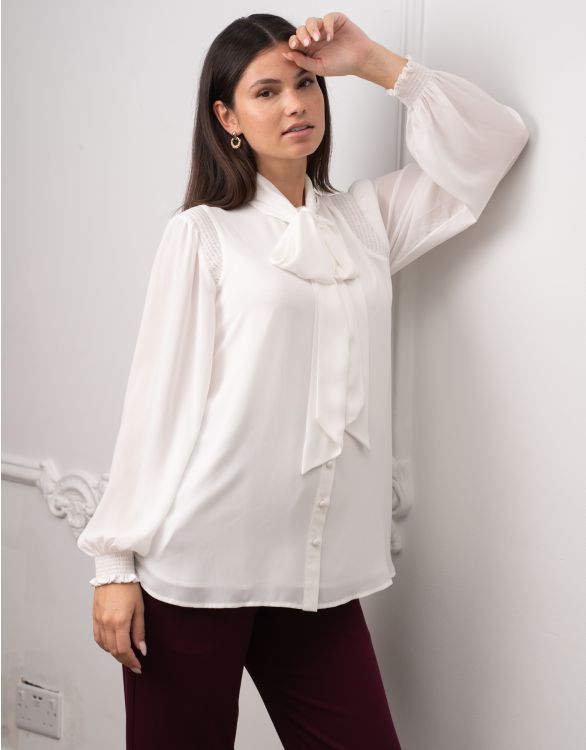Image for Tie Front White Maternity Blouse