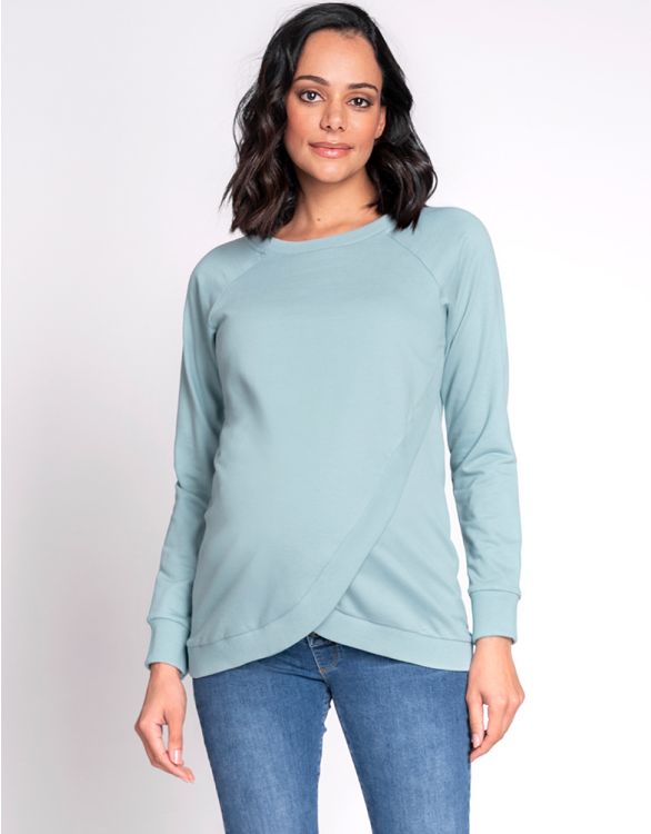 Image for Cotton Crossover Maternity & Nursing Sweatshirt