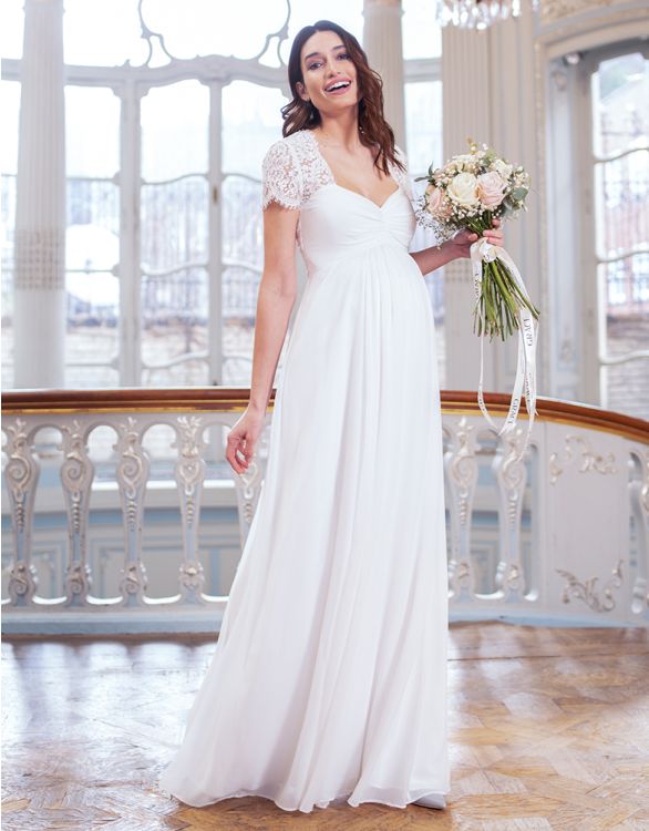 Image for Ivory Silk & Lace Maternity Wedding Gown
