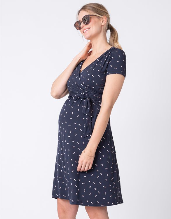Image for Navy Blue Maternity & Nursing Dress