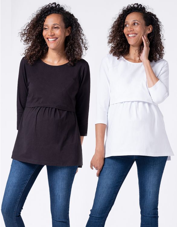 Image for Cotton Maternity & Nursing Tops – Twin Pack