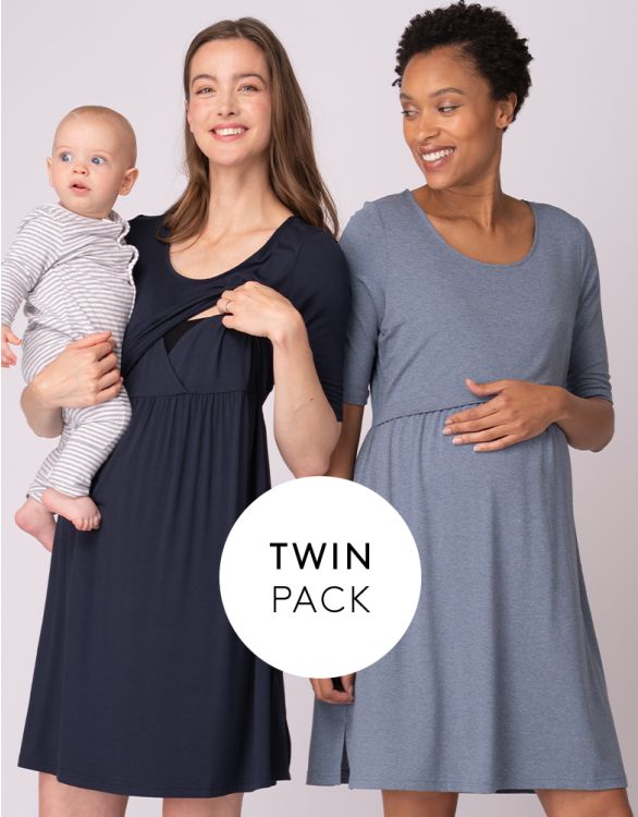 Image for Two Pack Essential Materntity to Nursing Nightdresses