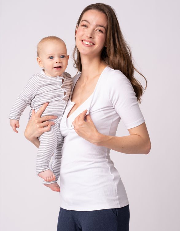 LJ Maternity Active Feeding Long Sleeve Top, Grey