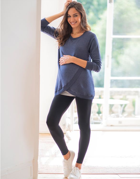 Image for Blue Cotton Blend Maternity & Nursing Sweatshirt
