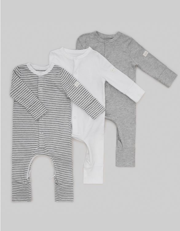 Image for Easy Zip Cotton Sleepsuit – 3 Pack