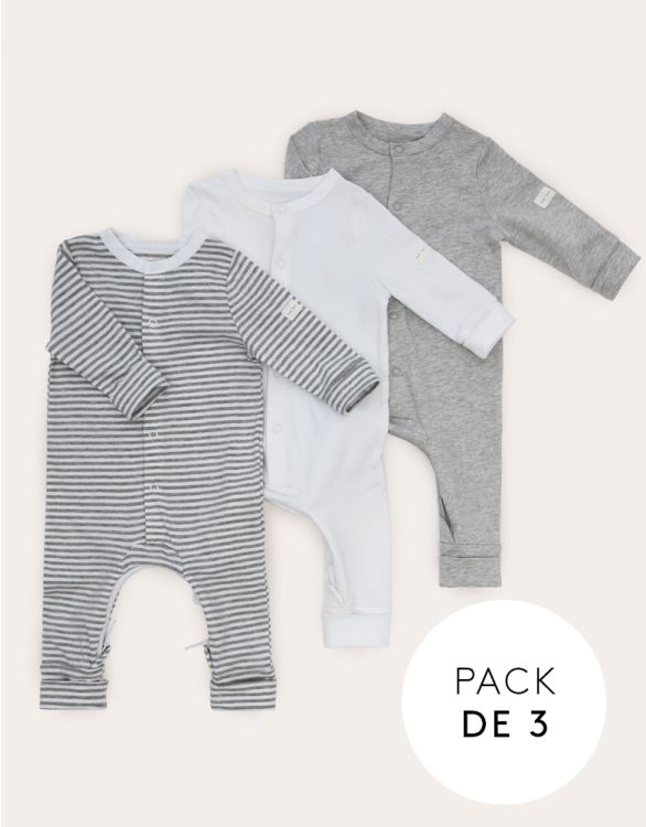 Imagen de Pijama de bebé de algodón con fácil cerradura con cremallera – Pack de 3