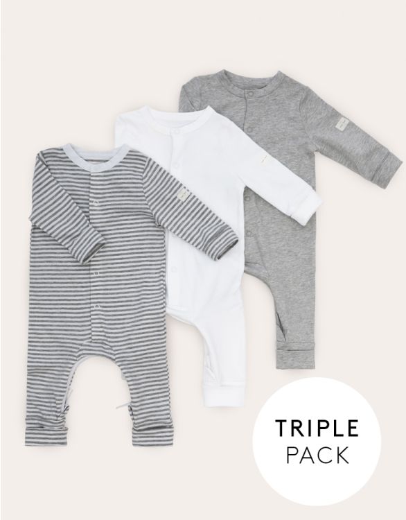 Image for Easy Zip Cotton Unisex Sleepsuit – 3 Pack