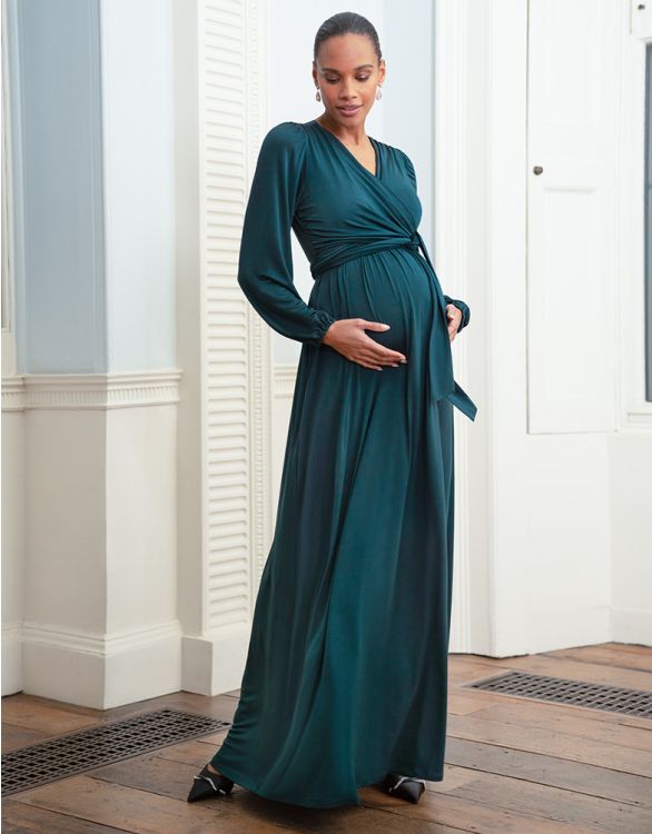 afbeelding voor Bosgroene maxi-jurk voor zwangerschap en borstvoeding