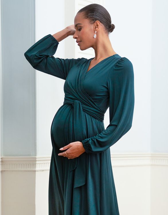 Forest Green Maternity & Nursing Maxi Dress |