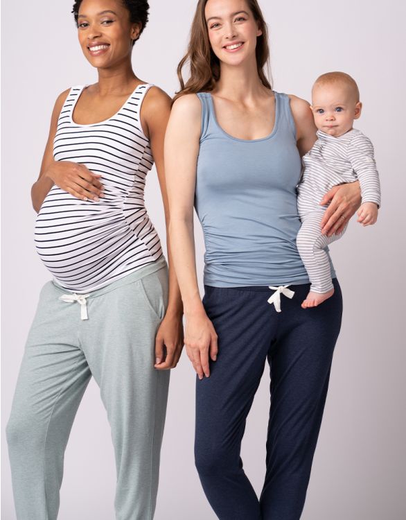 Maternity Lounge Pants – Navy & Sage Twin Pack