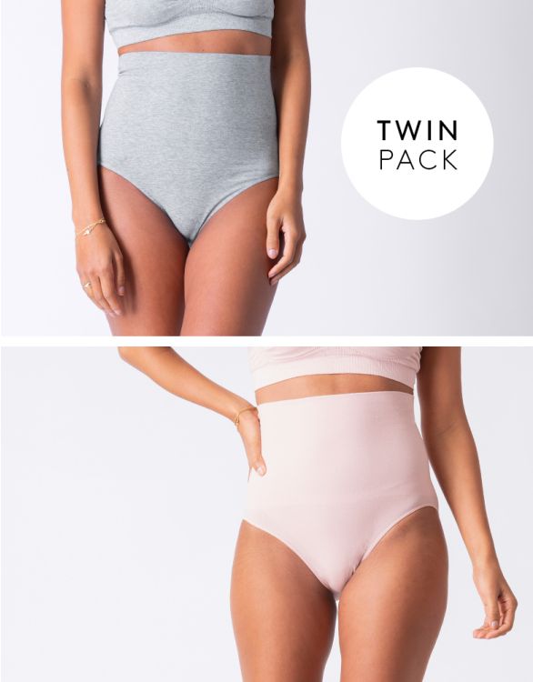 Image for Post Maternity Shaping Briefs – Grey & Blush Twin Pack