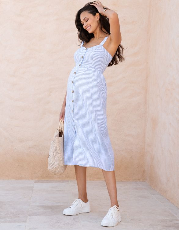 Image for Linen & Cotton Midi Maternity & Nursing Dress 