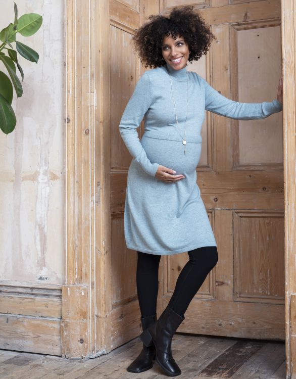 Image for Sage Wool Blend Maternity & Nursing Sweater Dress