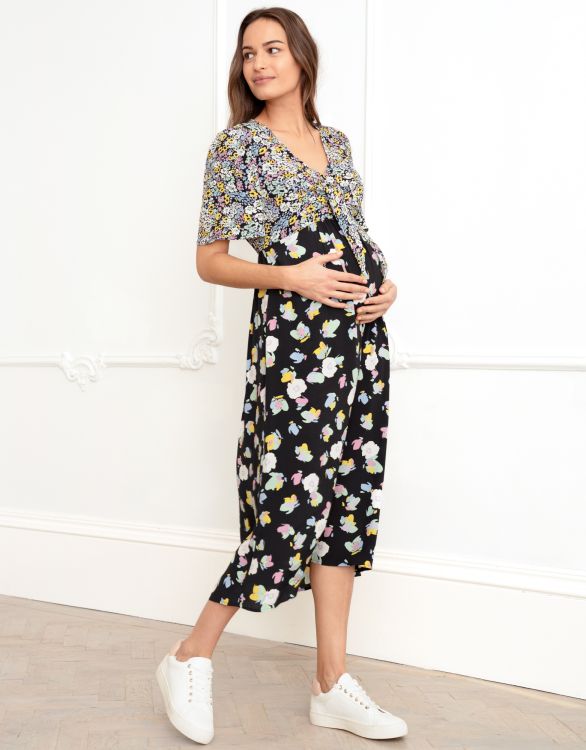 Image for Tie Front Maternity-To-Nursing Dress