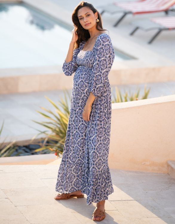 Image for Crepe Shirred Bodice Maxi Maternity Dress 